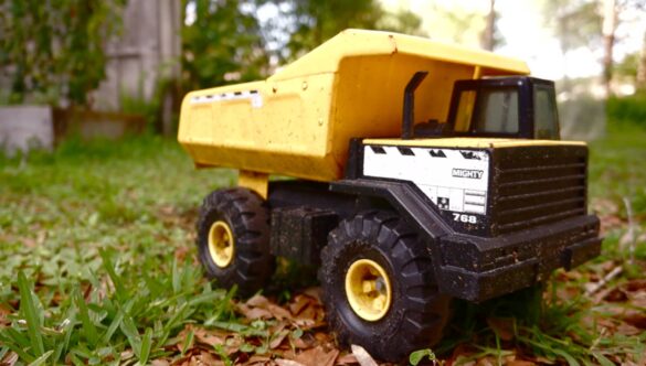 Toy Truck in Backyard