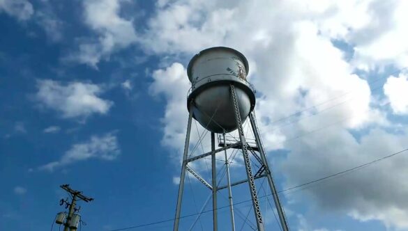 Water Tower with Time-Lapse Clouds